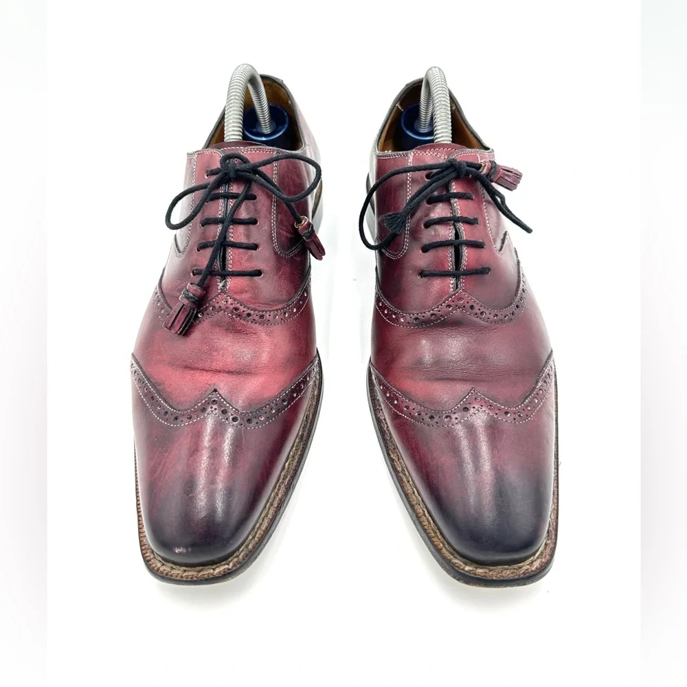 Mezlan Mens Size 8M Burgundy Leather Wingtip Oxford Dress Shoes‎